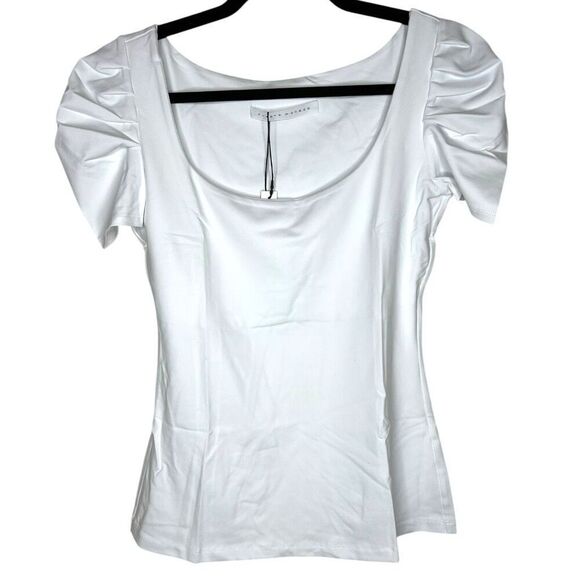 NEW Susana Monaco Pleated Sleeve Top in Sugar XSmall - Picture 1 of 7